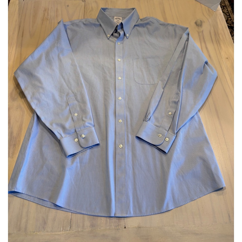Brooks Brothers 1818 Regent Fit Non-Iron Cotton Dress‎ Shirt Blue 17 1/2 - 4/5